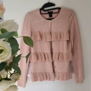 Ann Taylor petite small sweater dusty rose metallic